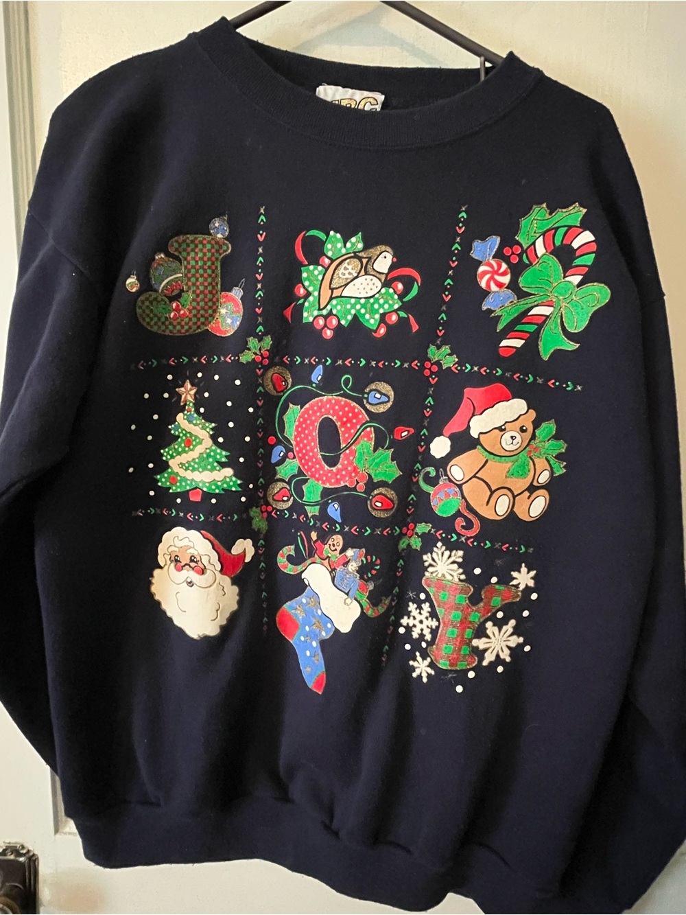 RARE MADE IN THE USA Vintage 1990s Tultex JOY Holiday Christmas Crew